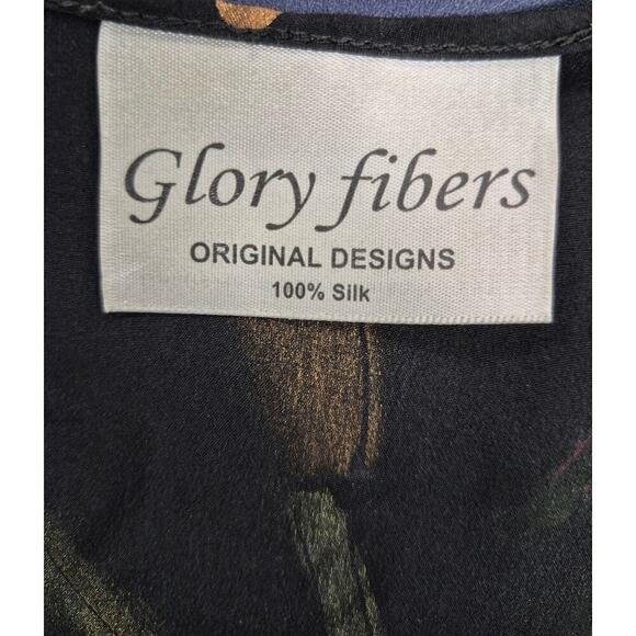 Glory Fibers original designs 100% silk hand painted dress black Iris Garden M - Picture 7 of 8
